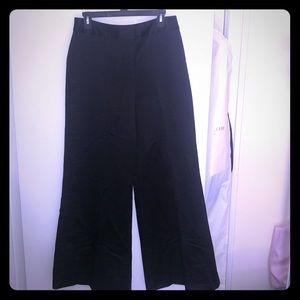 Black satin wide leg pants